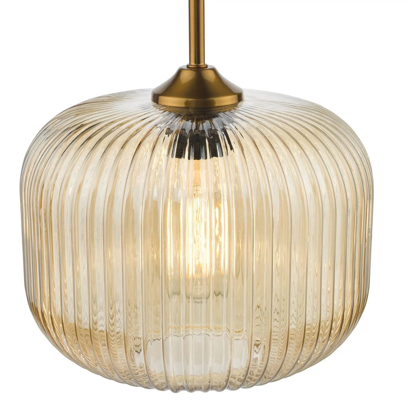 Demarius Natural Brass and Amber Glass Pendant